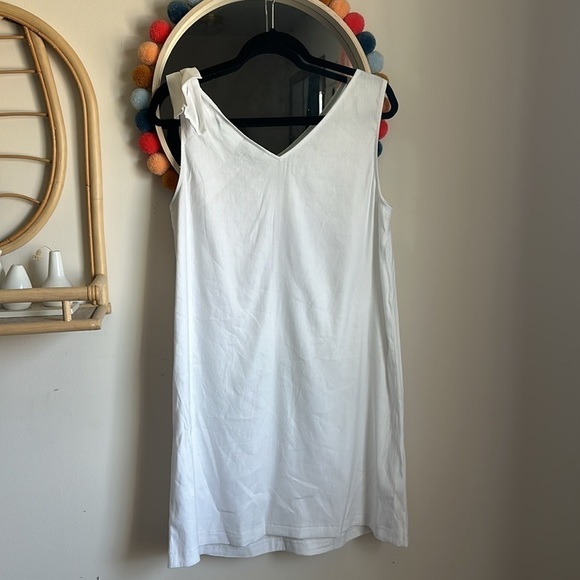 *NWT Alex Marie Elena Linen White Summer Mini Dress with Bow at Shoulder - Picture 5 of 7